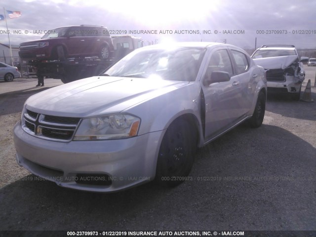 1C3CDZABXCN265204 - 2012 DODGE AVENGER SE SILVER photo 2