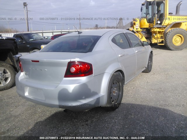 1C3CDZABXCN265204 - 2012 DODGE AVENGER SE SILVER photo 4