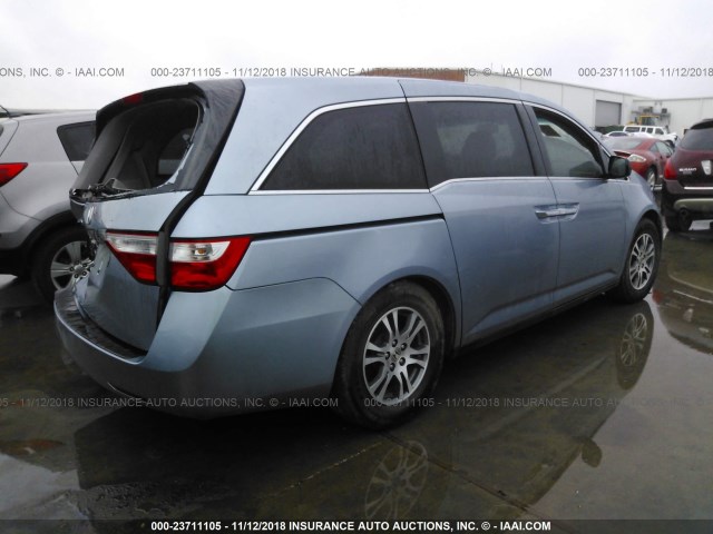 5FNRL5H67BB053996 - 2011 HONDA ODYSSEY EXL BLUE photo 4