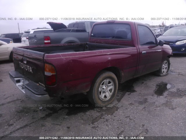 4TANL42NXVZ328666 - 1997 TOYOTA TACOMA RED photo 4