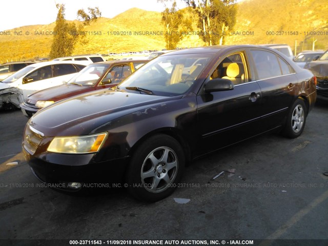 5NPEU46F36H071590 - 2006 HYUNDAI SONATA GLS/LX BURGUNDY photo 2