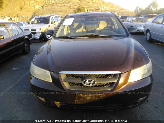 5NPEU46F36H071590 - 2006 HYUNDAI SONATA GLS/LX BURGUNDY photo 6