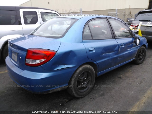 KNADC125036241515 - 2003 KIA RIO BLUE photo 4