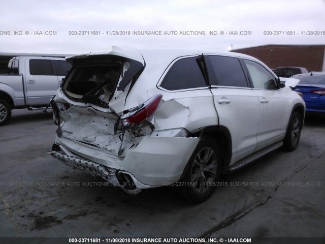 5TDZKRFH5FS060400 - 2015 TOYOTA HIGHLANDER LE/LE PLUS WHITE photo 4