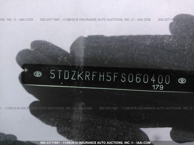 5TDZKRFH5FS060400 - 2015 TOYOTA HIGHLANDER LE/LE PLUS WHITE photo 9