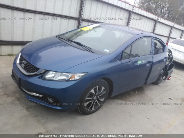 19XFB2F96DE052428 - 2013 HONDA CIVIC EXL BLUE photo 2