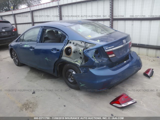 19XFB2F96DE052428 - 2013 HONDA CIVIC EXL BLUE photo 3