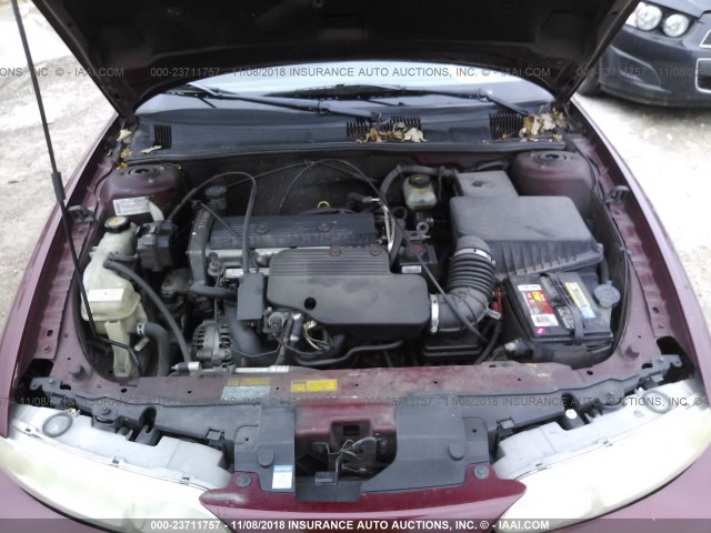 1G3NL52T71C220446 - 2001 OLDSMOBILE ALERO GL MAROON photo 10