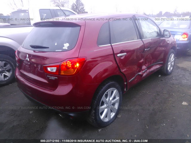 4A4AR4AUXEE006541 - 2014 MITSUBISHI OUTLANDER SPORT SE RED photo 4