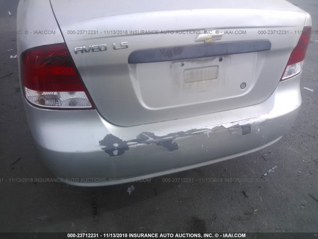 KL1TD52635B391664 - 2005 CHEVROLET AVEO LS GRAY photo 6