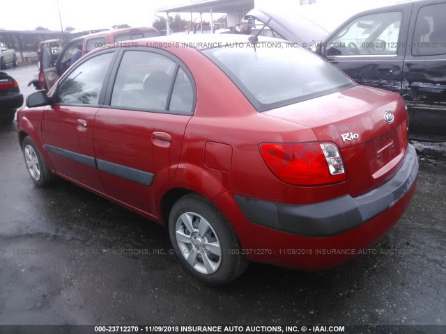 KNADE123X76200341 - 2007 KIA RIO LX/SX RED photo 3