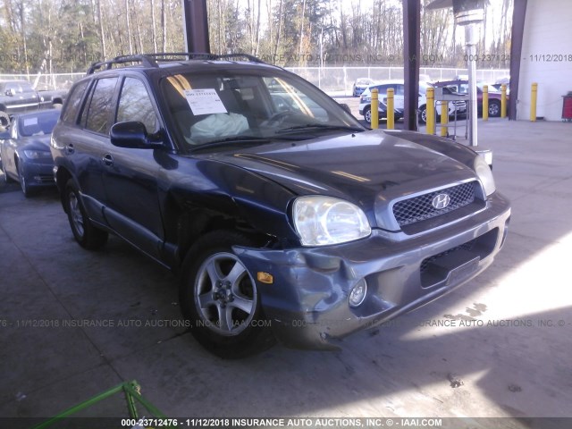 KM85C73D54U843807 - 2004 HYUNDAI SANTA FE GLS/LX BLUE photo 1