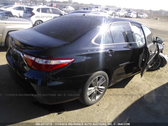 4T1BF1FKXFU936727 - 2015 TOYOTA CAMRY LE/XLE/SE/XSE BLACK photo 4