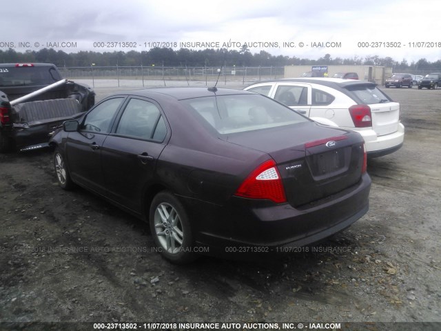 3FAHP0GA9BR163476 - 2011 FORD FUSION S BURGUNDY photo 3