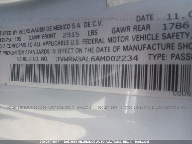 3VWRW3AL6AM002234 - 2010 VOLKSWAGEN NEW BEETLE 浅蓝色 照片 9