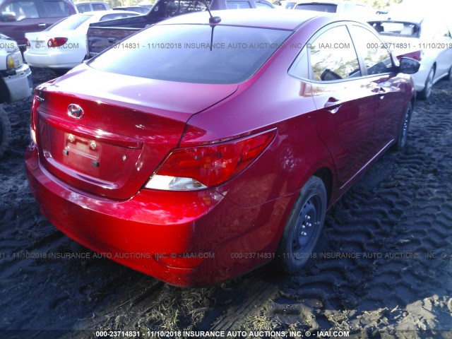 KMHCT4AE2GU970761 - 2016 HYUNDAI ACCENT SE RED photo 4