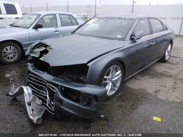 WAU32AFD7FN028507 - 2015 AUDI A8 L QUATTRO GRAY photo 2