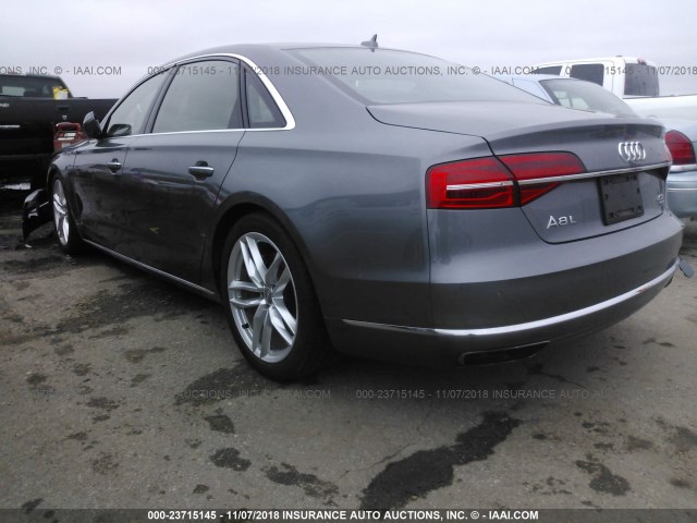 WAU32AFD7FN028507 - 2015 AUDI A8 L QUATTRO GRAY photo 3