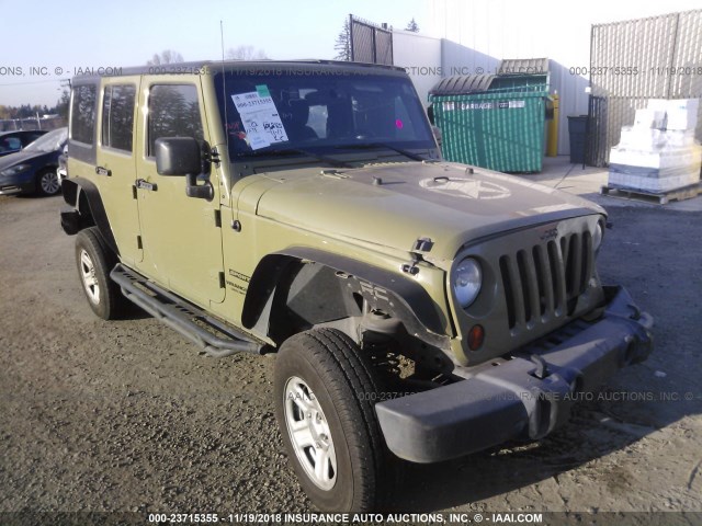 1C4BJWDG6DL612529 - 2013 JEEP WRANGLER UNLIMITED SPORT GREEN photo 1