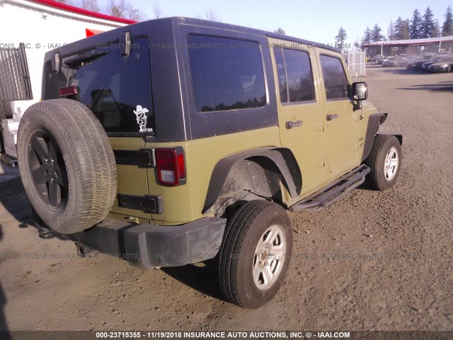 1C4BJWDG6DL612529 - 2013 JEEP WRANGLER UNLIMITED SPORT GREEN photo 4