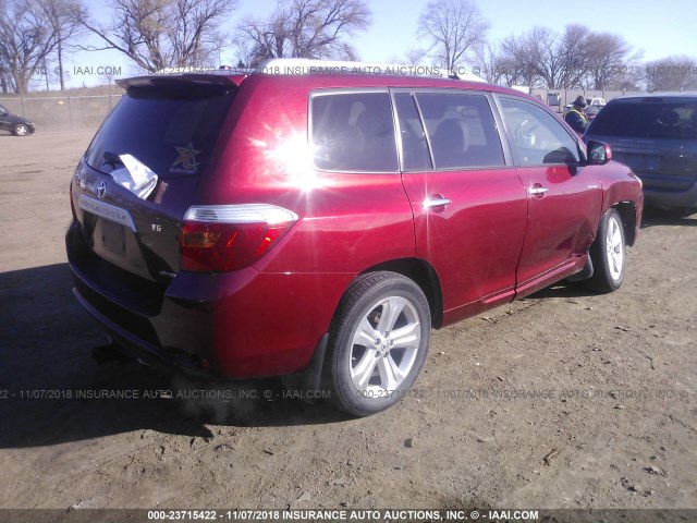 JTEES42AX92110791 - 2009 TOYOTA HIGHLANDER LIMITED RED photo 4