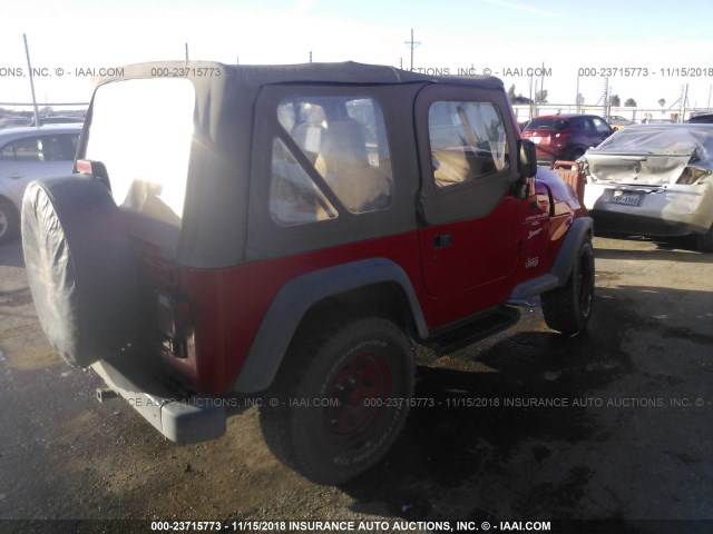 1J4FA49S6YP764984 - 2000 JEEP WRANGLER / TJ SPORT RED photo 4