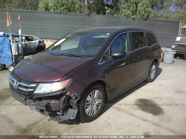 5FNRL5H27FB032293 - 2015 HONDA ODYSSEY LX PURPLE photo 2