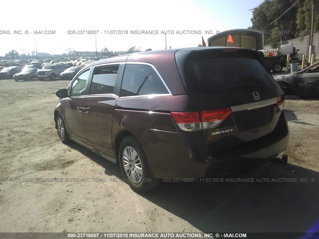 5FNRL5H27FB032293 - 2015 HONDA ODYSSEY LX PURPLE photo 3