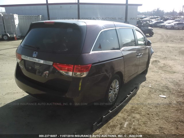 5FNRL5H27FB032293 - 2015 HONDA ODYSSEY LX PURPLE photo 4