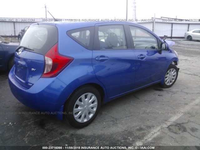 3N1CE2CP1EL393412 - 2014 NISSAN VERSA NOTE S/S PLUS/SV/SL BLUE photo 4