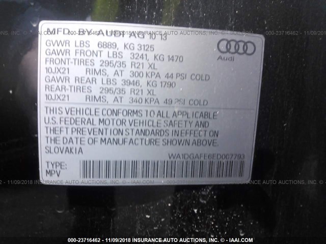 WA1DGAFE6ED007793 - 2014 AUDI Q7 PRESTIGE 黑色 照片 9