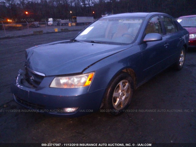 5NPEU46F66H070644 - 2006 HYUNDAI SONATA GLS/LX BLUE photo 2