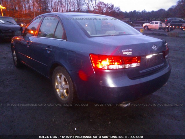 5NPEU46F66H070644 - 2006 HYUNDAI SONATA GLS/LX BLUE photo 3