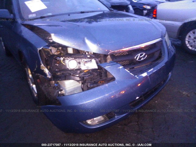 5NPEU46F66H070644 - 2006 HYUNDAI SONATA GLS/LX BLUE photo 6