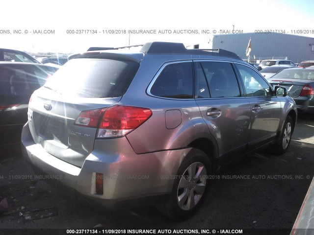 4S4BRBCC2A3382818 - 2010 SUBARU OUTBACK 2.5I PREMIUM SILVER photo 4