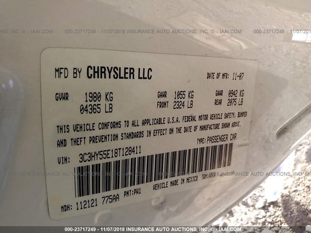 3C3HY55E18T128411 - 2008 CHRYSLER PT CRUISER TOURING WHITE photo 9