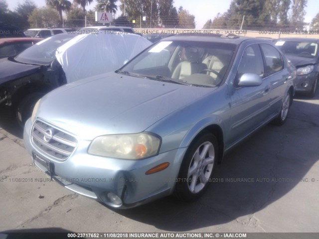 JN1DA31D02T425255 - 2002 NISSAN MAXIMA GLE/GXE/SE TURQUOISE photo 2