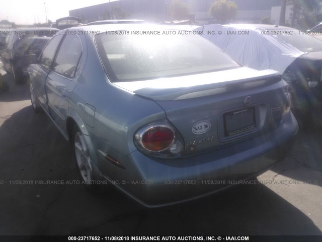 JN1DA31D02T425255 - 2002 NISSAN MAXIMA GLE/GXE/SE TURQUOISE photo 3