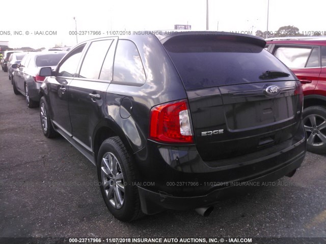 2FMDK3J99DBA51748 - 2013 FORD EDGE SEL BLACK photo 3