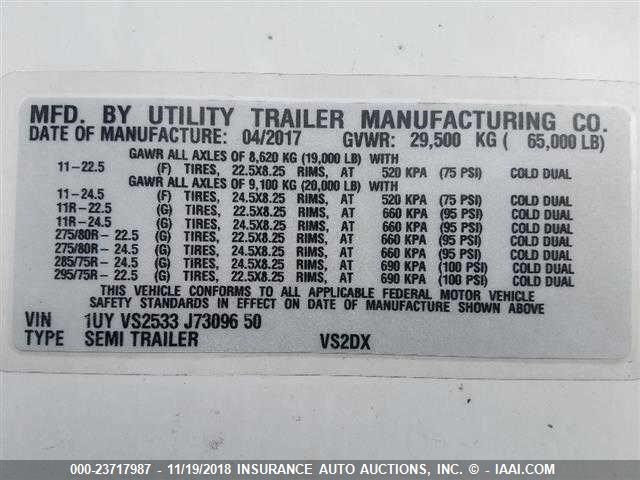 1UYVS2533J7309650 - 2018 UTILITY TRAILER MFG TRAILER  Unknown photo 10