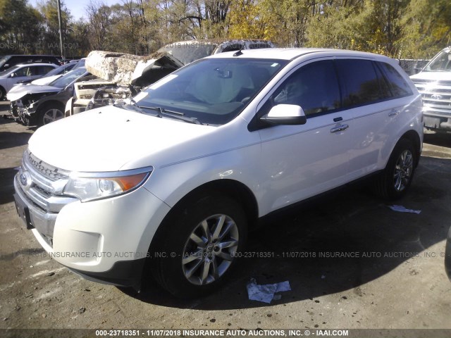 2FMDK3JC4BBB60076 - 2011 FORD EDGE SEL WHITE photo 2