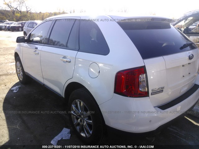 2FMDK3JC4BBB60076 - 2011 FORD EDGE SEL WHITE photo 3