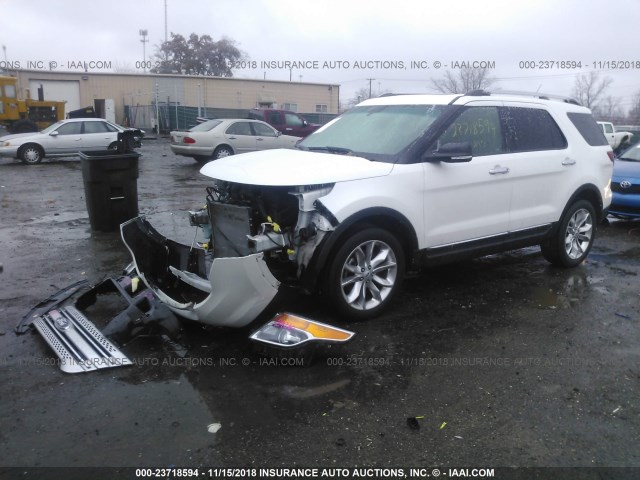 1FM5K8D85FGB23545 - 2015 FORD EXPLORER XLT WHITE photo 2