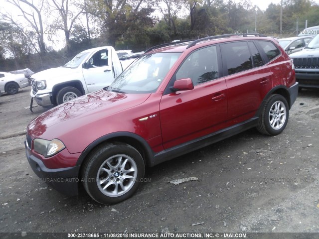 WBXPA73484WB23556 - 2004 BMW X3 2.5I RED photo 2