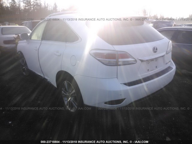 2T2BC1BA3FC007286 - 2015 LEXUS RX 450H WHITE photo 3