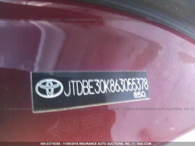 JTDBE30K863055378 - 2006 TOYOTA CAMRY LE/XLE Марун фото 9