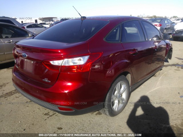 1FADP3F28DL220164 - 2013 FORD FOCUS SE RED photo 4