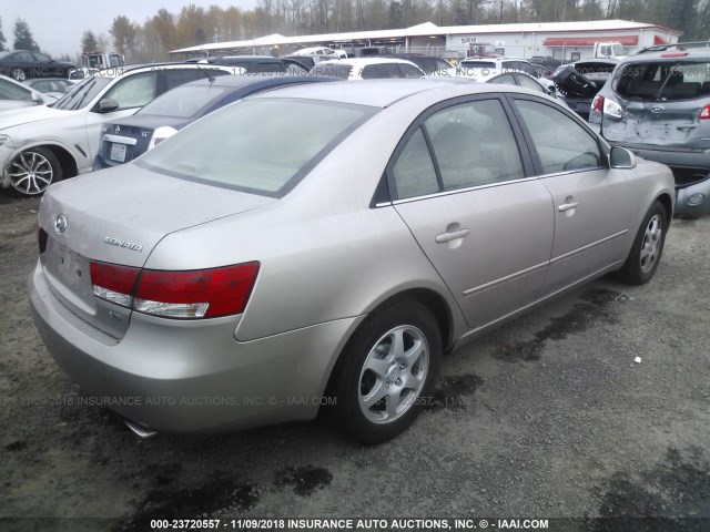 5NPEU46F96H153694 - 2006 HYUNDAI SONATA GLS/LX GOLD photo 4