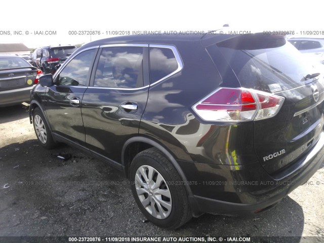 KNMAT2MT0FP512661 - 2015 NISSAN ROGUE S/SL/SV BLACK photo 3