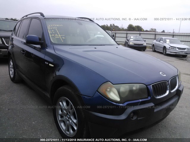 WBXPA73414WC37818 - 2004 BMW X3 2.5I BLUE photo 1